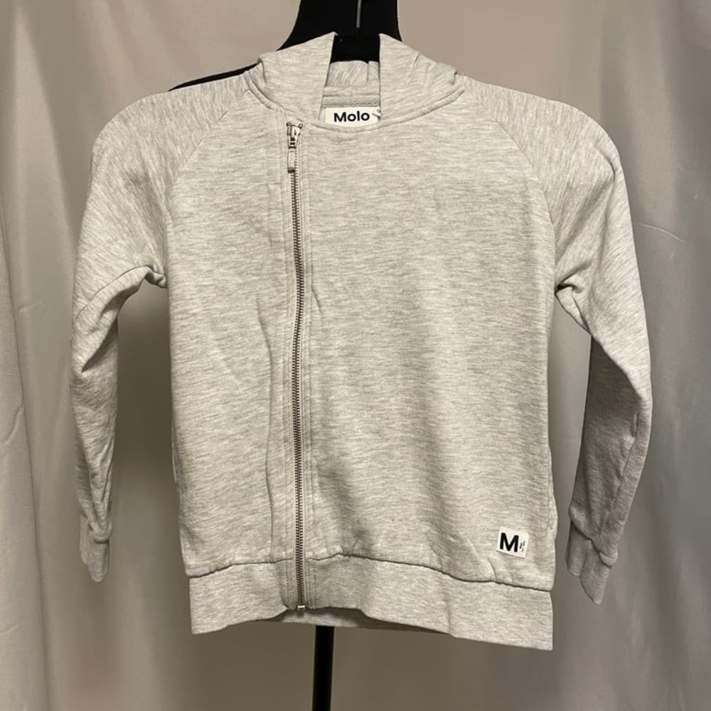 Molo Kids Grey Hooded side Zip-Up Sweatshirt‎ size 128
